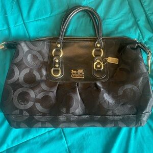 Coach Black Signature Tote with Gold Hardware